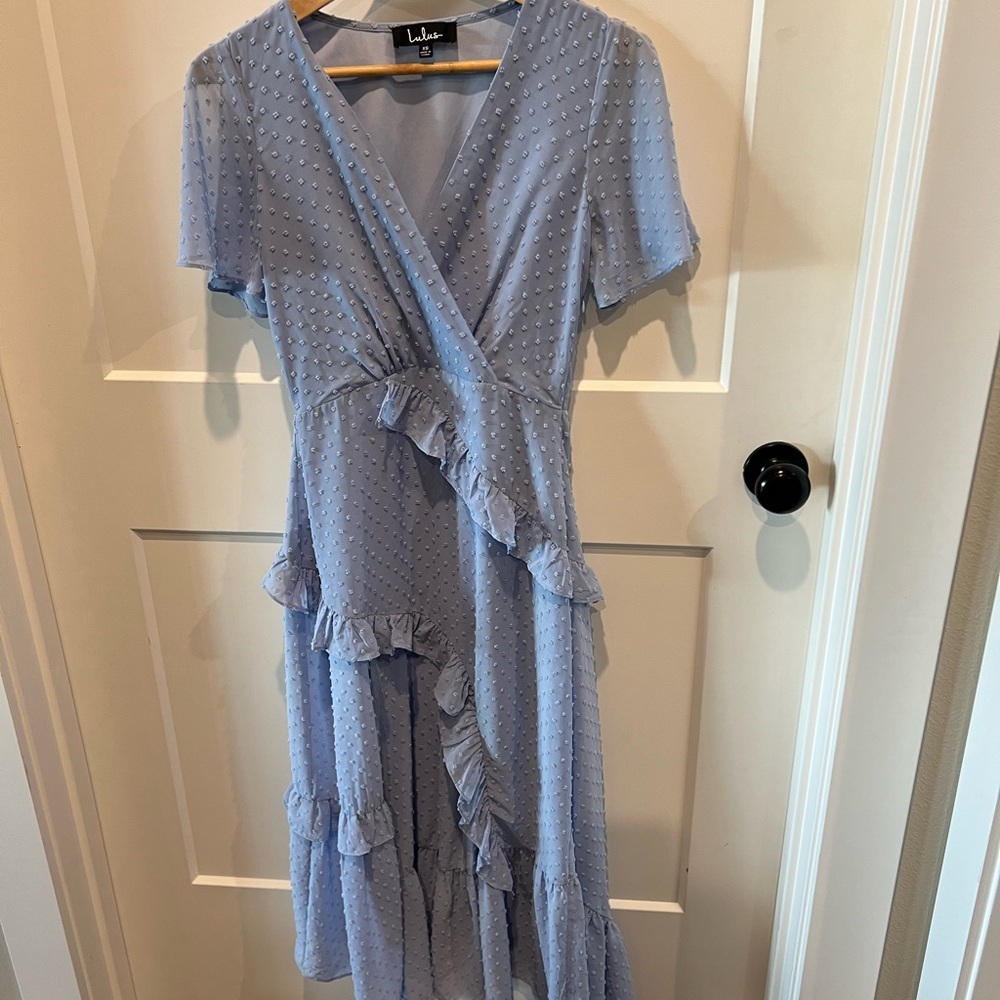 Lulu's Light Blue Ruffle Wrap Dress